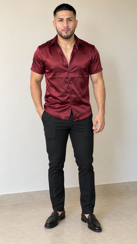 Reconstructed reference photo: Burgundy shirt dance reference